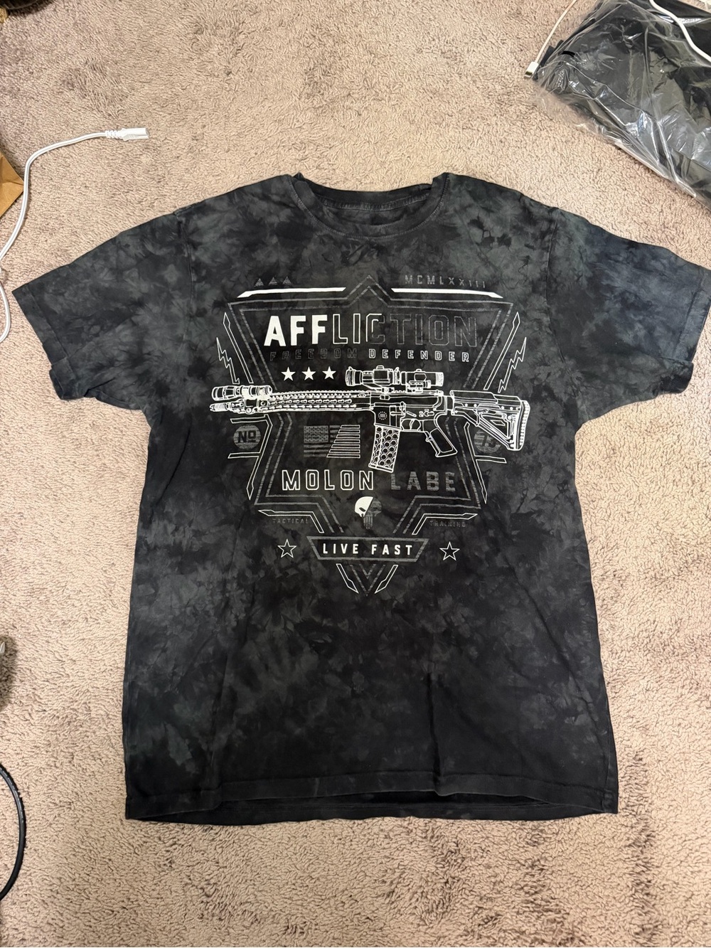 Affliction Men’s 'Molon Labe' Black Graphic Tee
